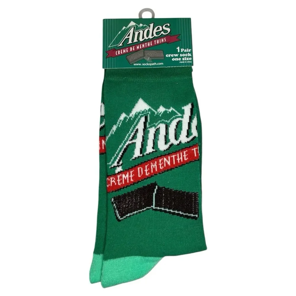 1x Andes Mints Novelty Crew Socks Adult Set One Size